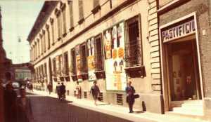 Facade of the Palazzo Laderchi in Faenza, in the Piazza del Duomo and on Corso Garibaldi (formerly Corso di Porta Ravegnana)