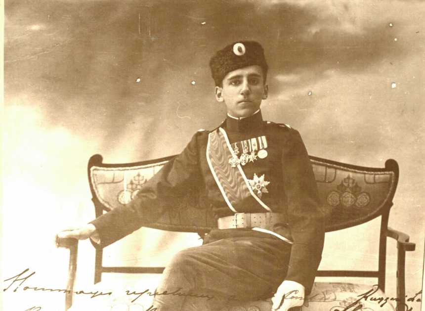The Grand-Duke Alexander of Serbia (becoming then King of Serbia) at St. Petersburg in the uniform of the Corps of Pages