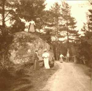 On the morainic granite boulders.